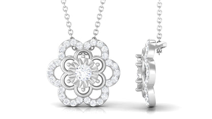 Certified Moissanite Floral Pendant Necklace