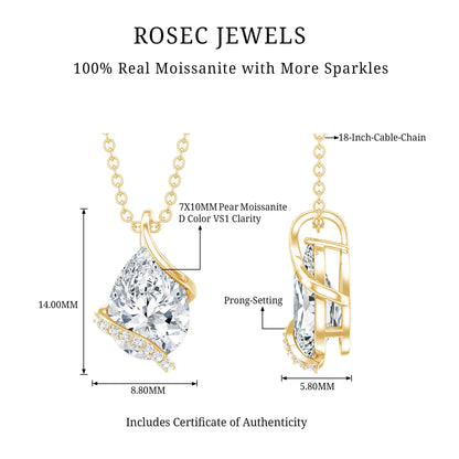 2.2 Carat Certified Moissanite Designer Teardrop Pendant