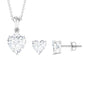 2 Carat Solitaire Moissanite Heart Pendant and Earrings Set
