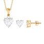 2 Carat Solitaire Moissanite Heart Pendant and Earrings Set