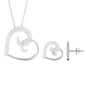 Modern Heart Necklace and Earrings Set with Certified Moissanite