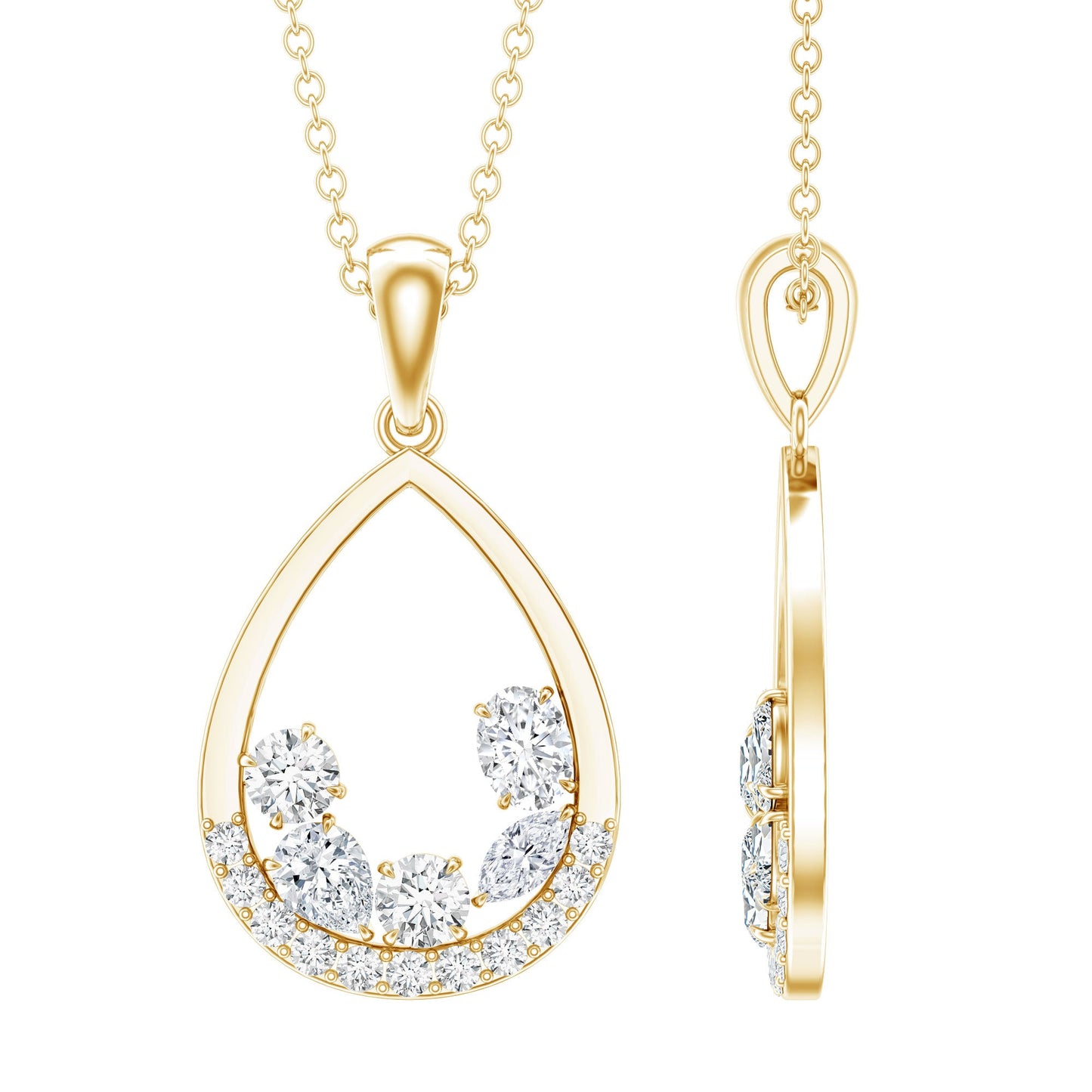 Designer Moissanite Teardrop Pendant Necklace