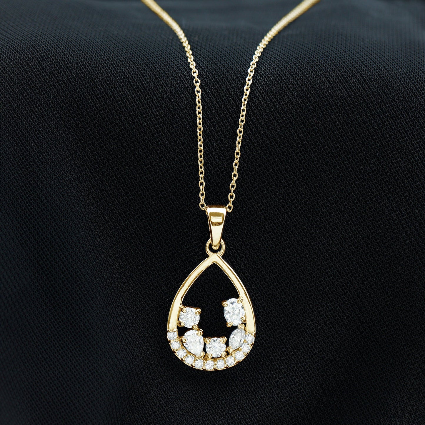 Designer Moissanite Teardrop Pendant Necklace