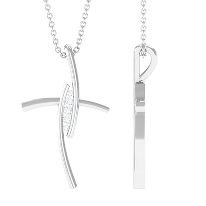 Contemporary Moissanite Religious Cross Pendant Necklace