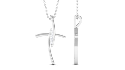 Contemporary Moissanite Religious Cross Pendant Necklace