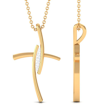 Contemporary Moissanite Religious Cross Pendant Necklace