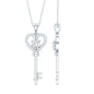 Certified Moissanite Heart and Key Pendant Necklace