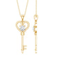 Certified Moissanite Heart and Key Pendant Necklace