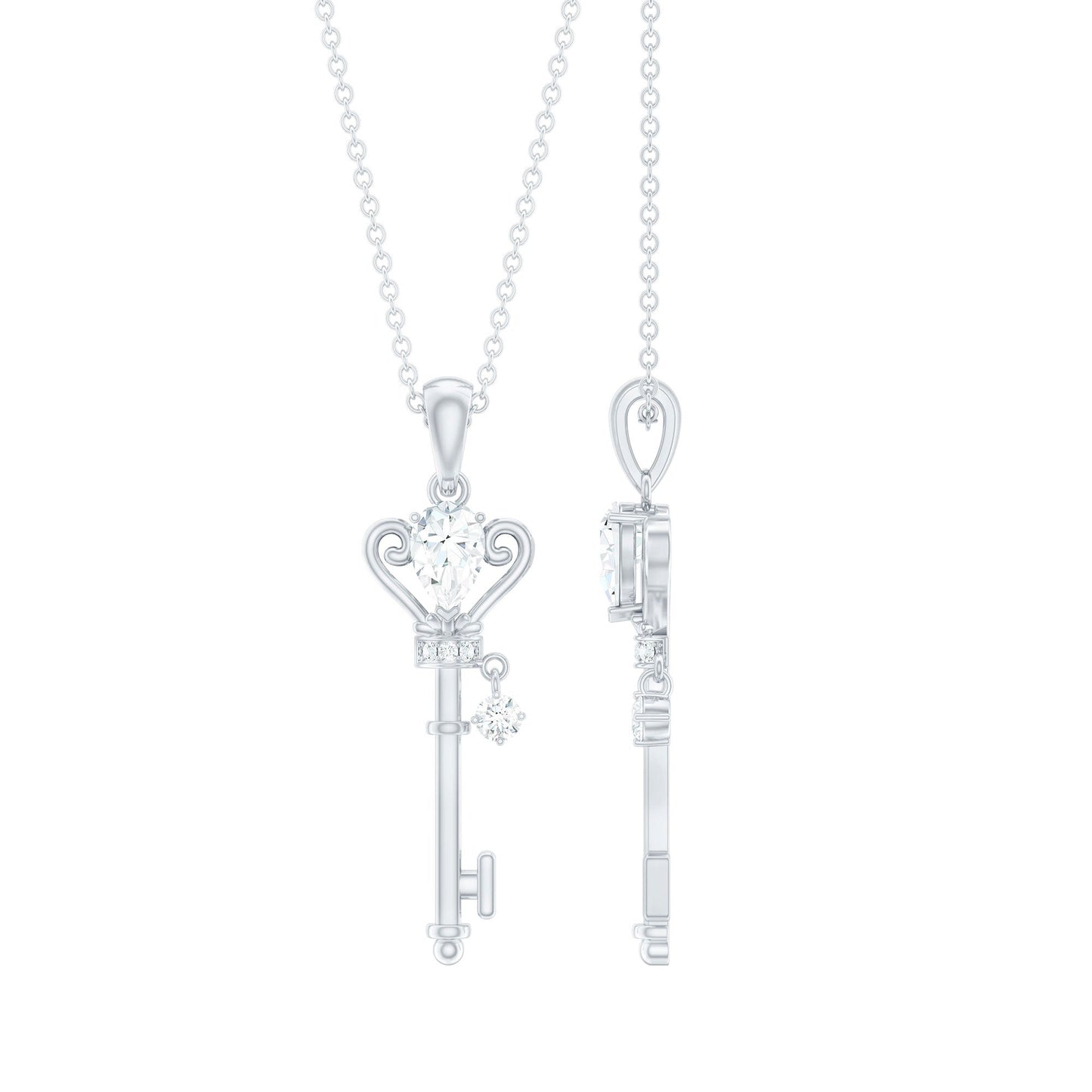 Vintage Moissanite Key Pendant for Women