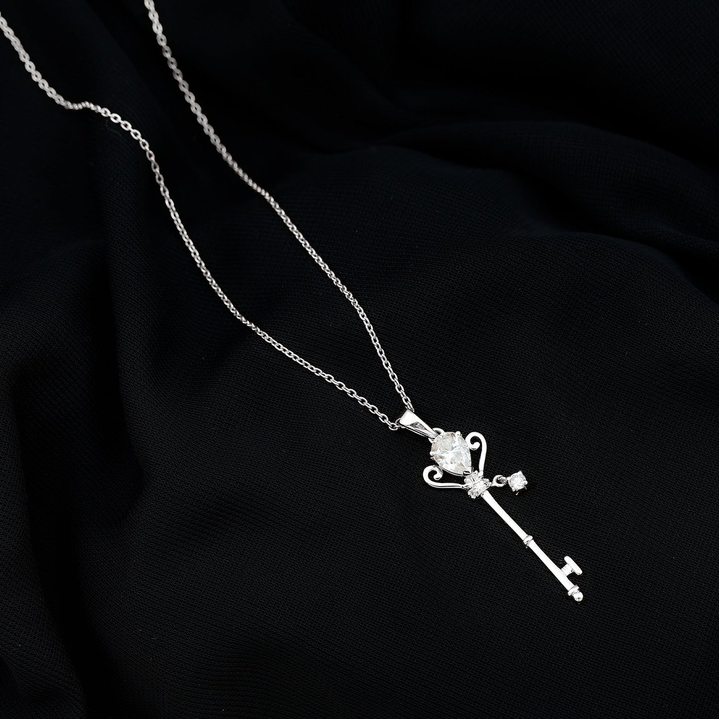 Vintage Moissanite Key Pendant for Women