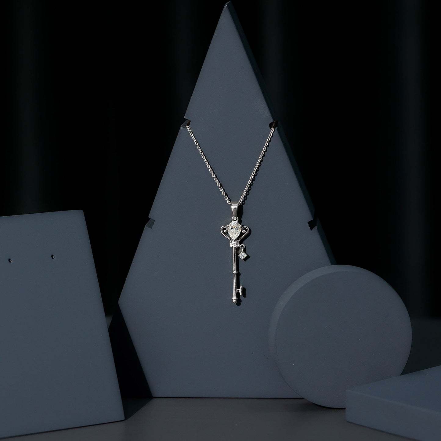 Vintage Moissanite Key Pendant for Women