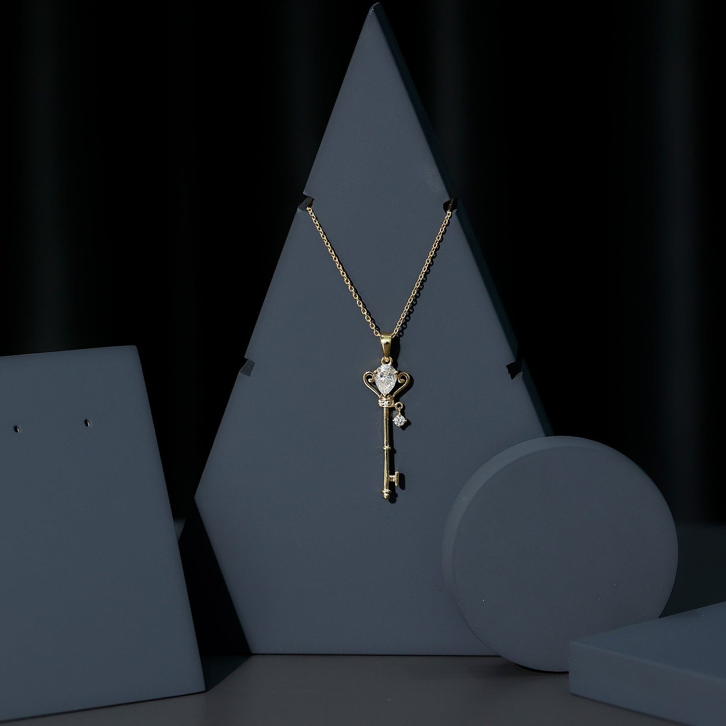 Vintage Moissanite Key Pendant for Women