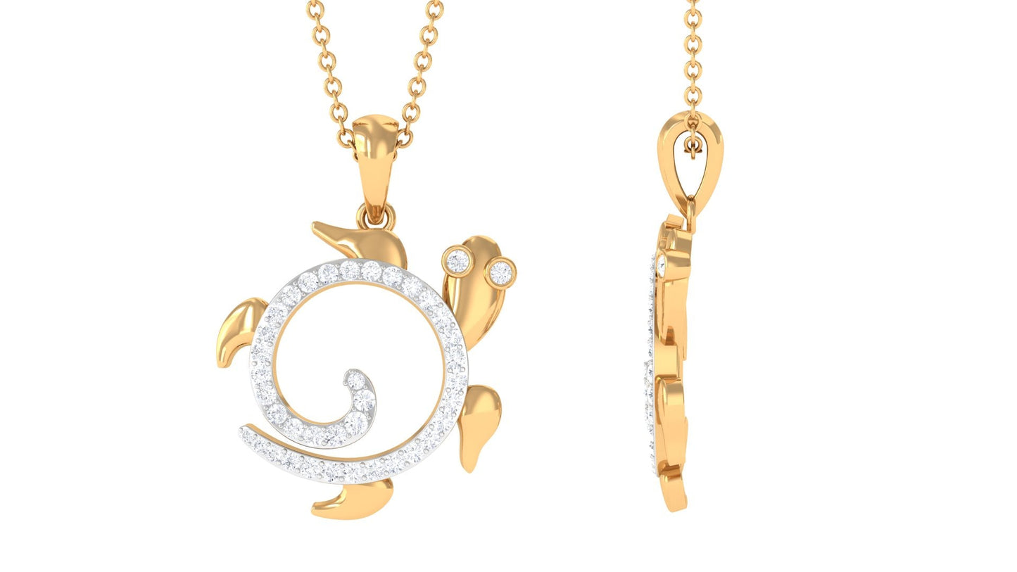 Certified Moissanite Turtle Shape Pendant Necklace