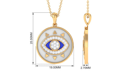Moissanite and Evil Eye Disc Pendant Necklace