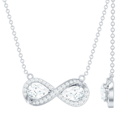 Certified Pear Shape Moissanite Infinity Necklace for Women