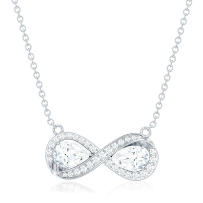 Certified Pear Shape Moissanite Infinity Necklace for Women