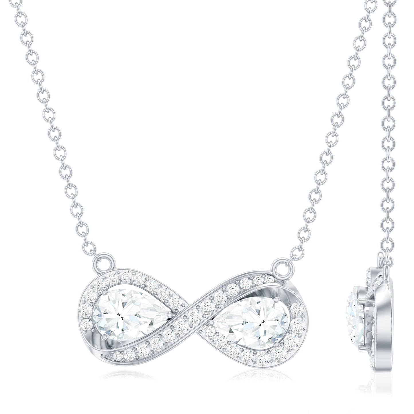 Certified Pear Shape Moissanite Infinity Necklace for Women