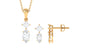 Certified Moissanite Two Stone Jewelry Set in Prong Setting