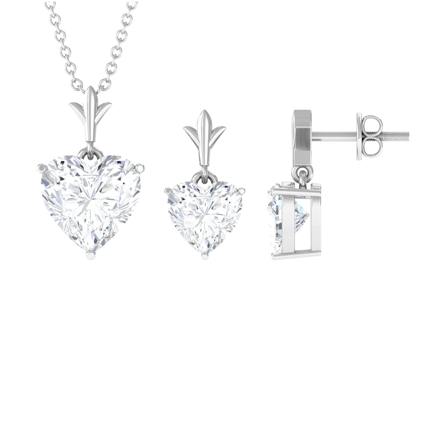 Certified Moissanite Heart Jewelry Set for Women
