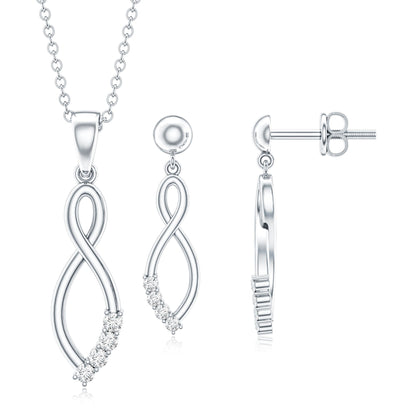 Certified Moissanite Infinity Necklace and Earrings Set