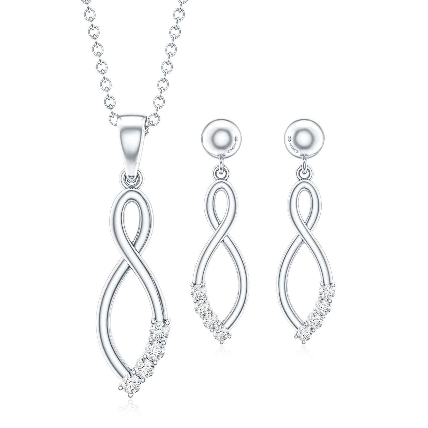 Certified Moissanite Infinity Necklace and Earrings Set