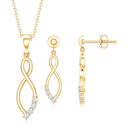 Certified Moissanite Infinity Necklace and Earrings Set