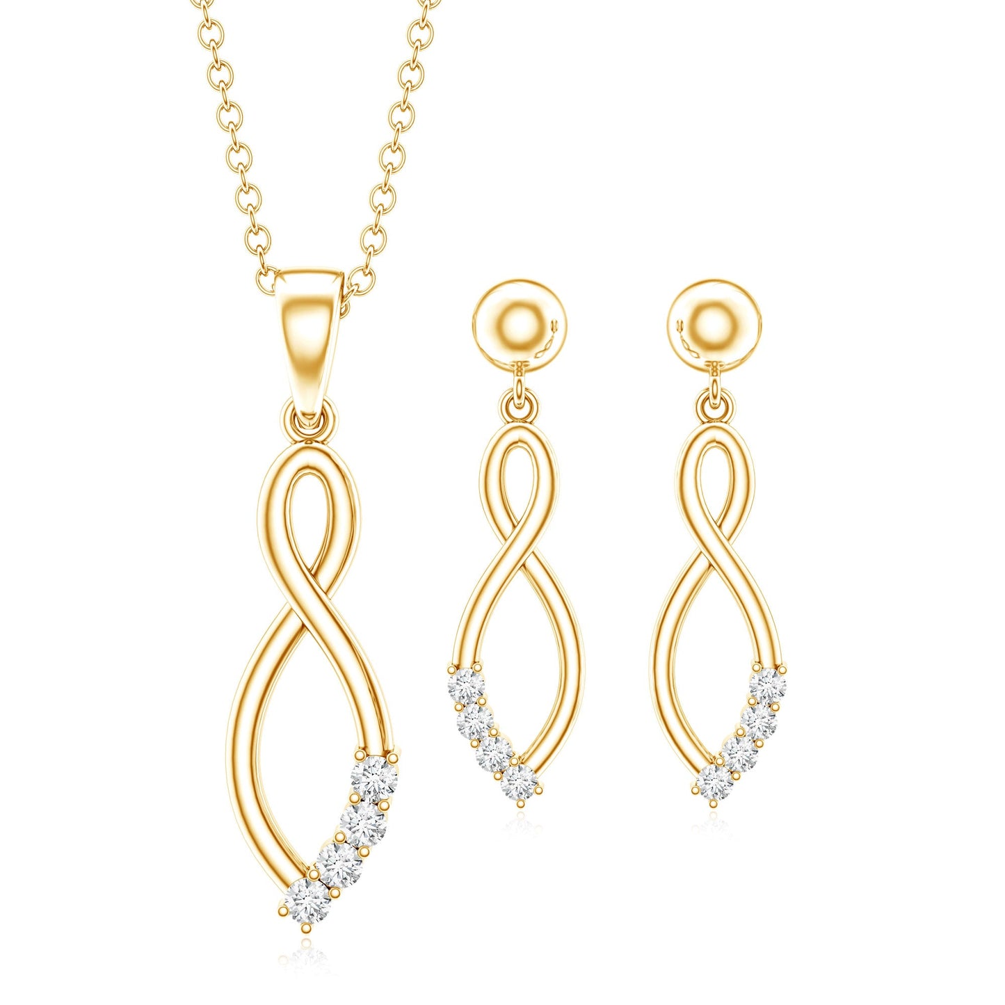Certified Moissanite Infinity Necklace and Earrings Set
