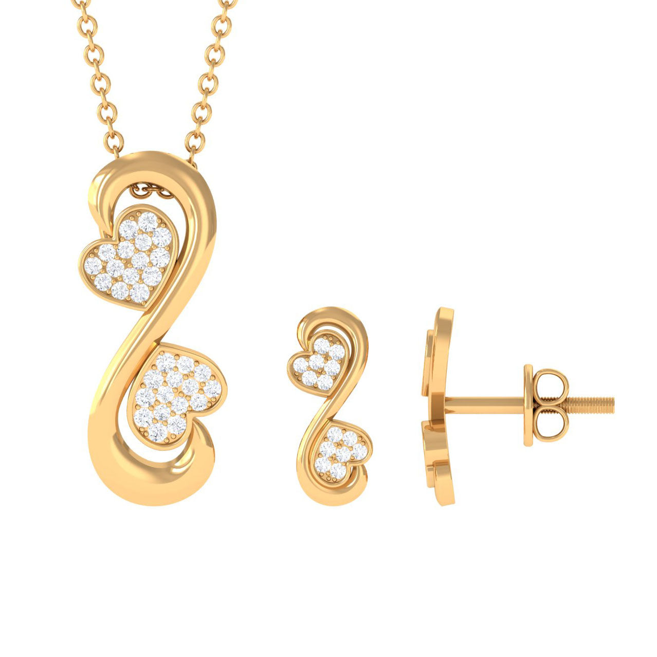 Certified Moissanite Heart Infinity Jewelry Set