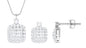 Round Moissanite Matching Necklace and Earrings Set