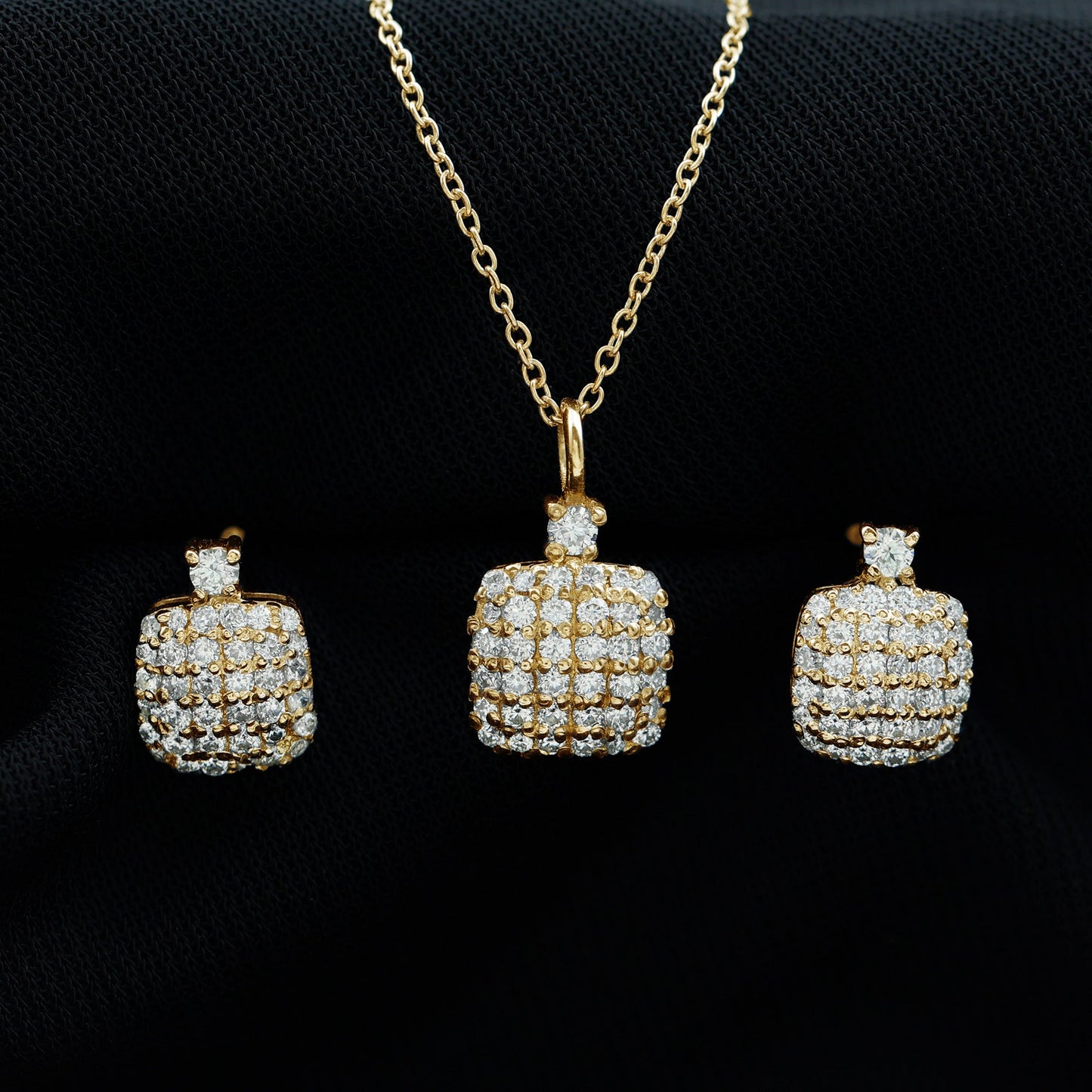 Round Moissanite Matching Necklace and Earrings Set