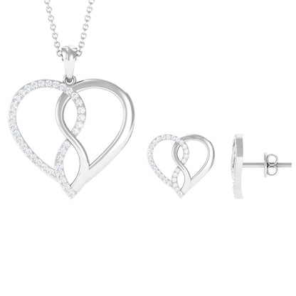 Moissanite Infinity Heart Pendant Earrings Set