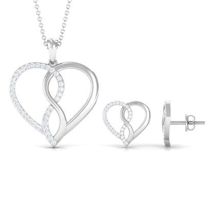 Moissanite Infinity Heart Pendant Earrings Set