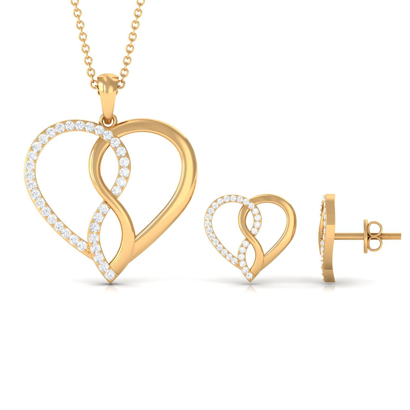 Moissanite Infinity Heart Pendant Earrings Set
