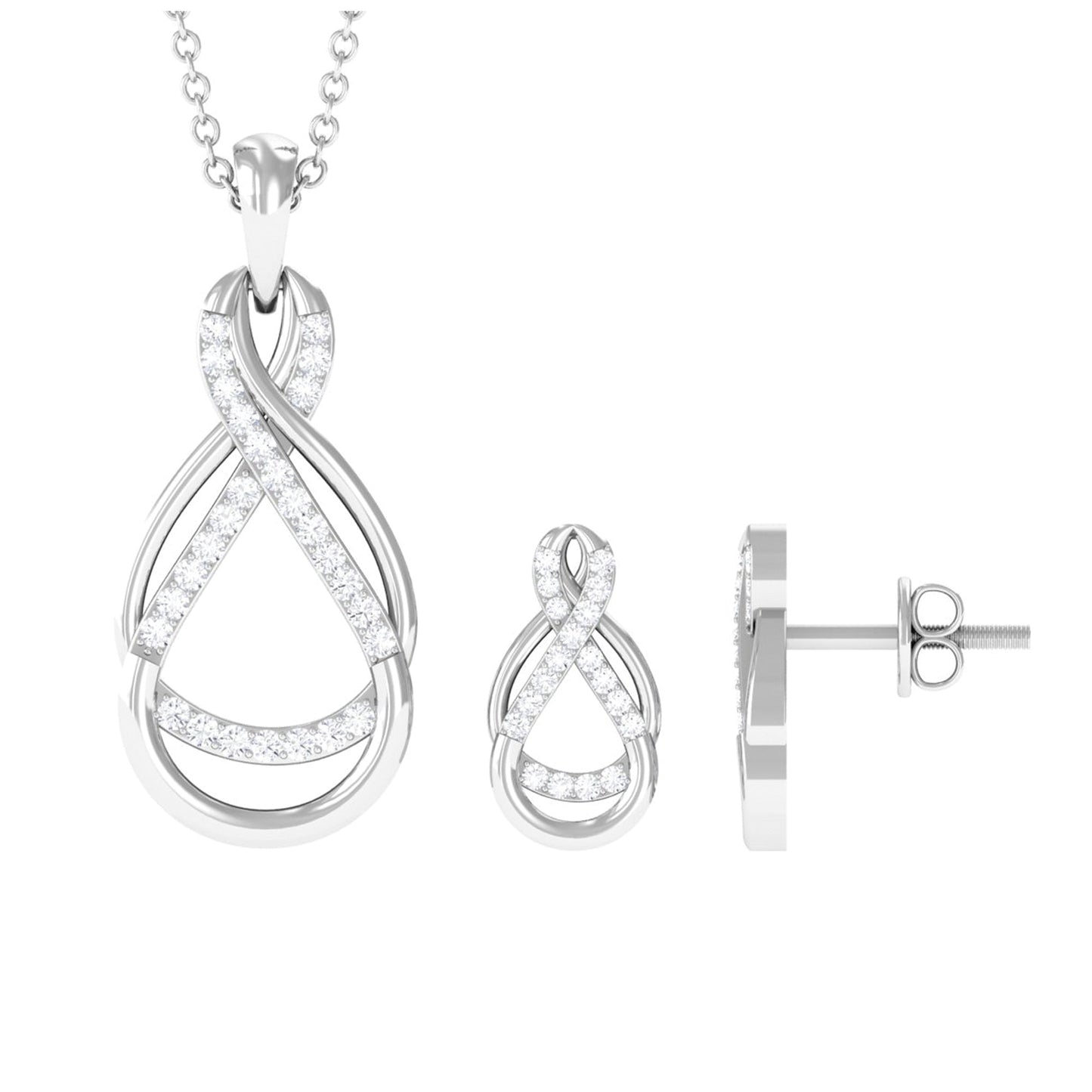 Certified Moissanite Infinity Pendant and Earrings Set