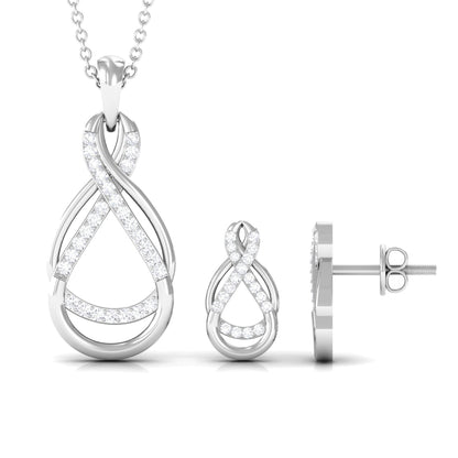 Certified Moissanite Infinity Pendant and Earrings Set