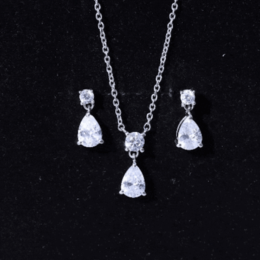 Certified 3 Carat Cubic Zirconia Drop Necklace and Earrings Set