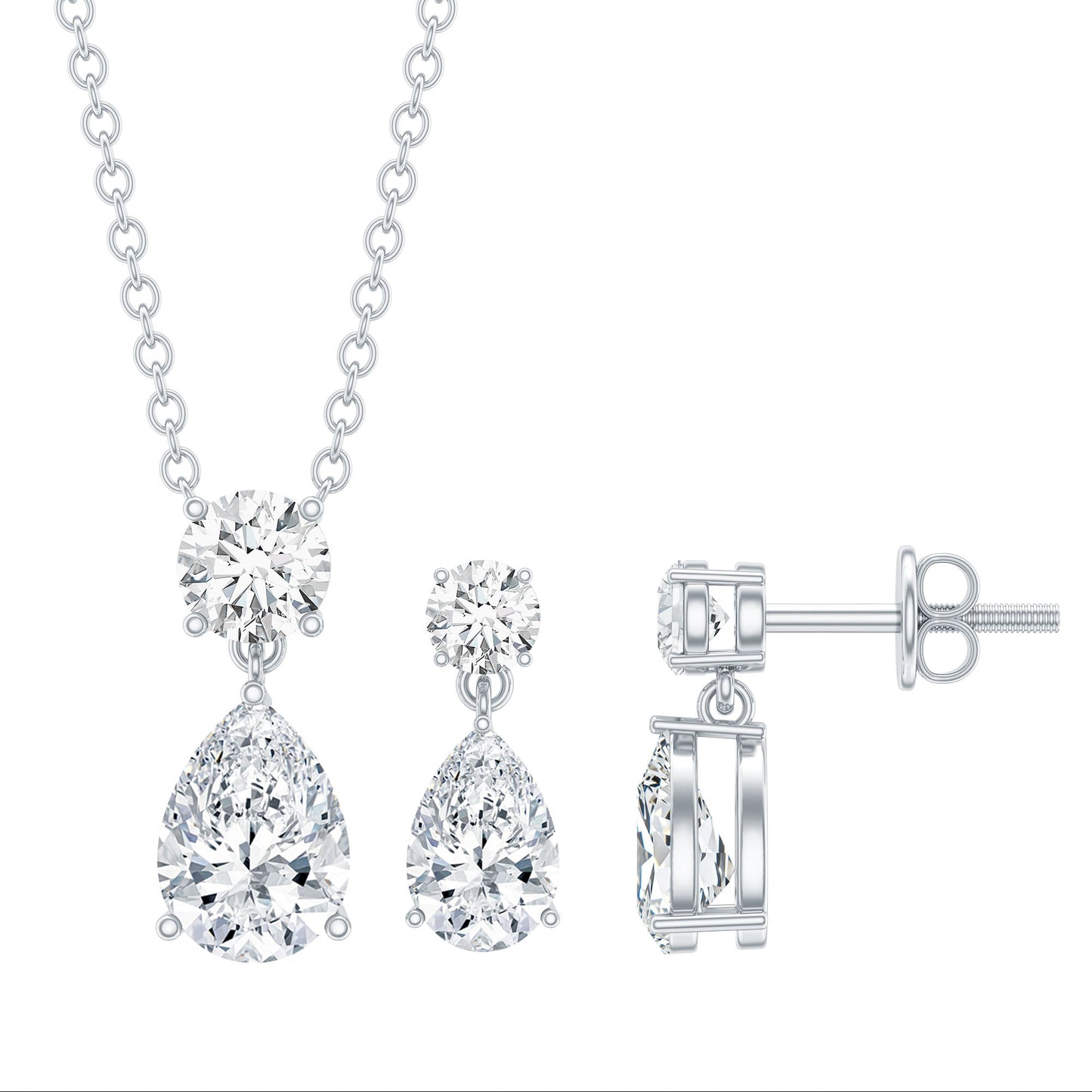 Certified 3 Carat Cubic Zirconia Drop Necklace and Earrings Set