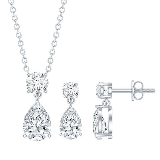 Certified 3 Carat Cubic Zirconia Drop Necklace and Earrings Set