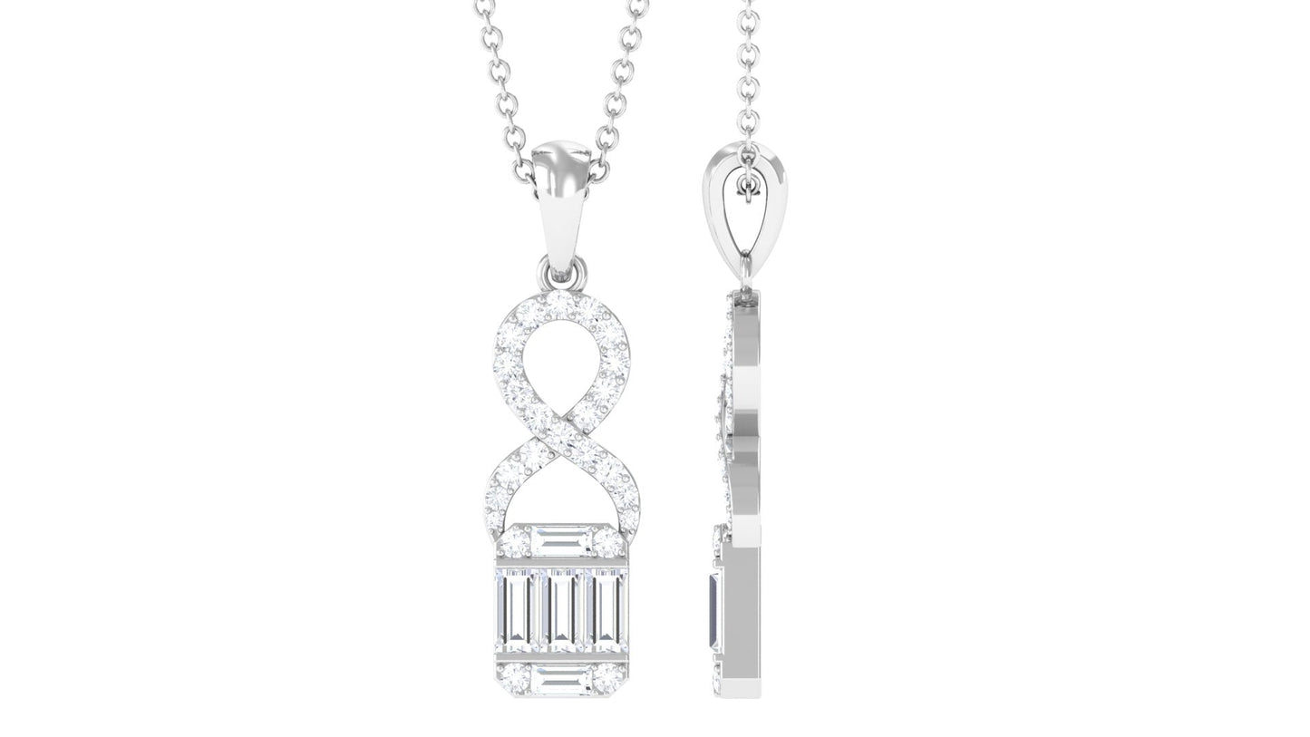 Art Deco Moissanite Infinity Pendant Necklace