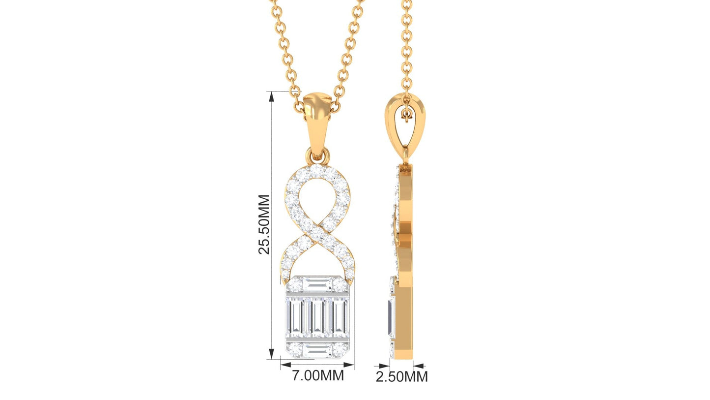 Art Deco Moissanite Infinity Pendant Necklace