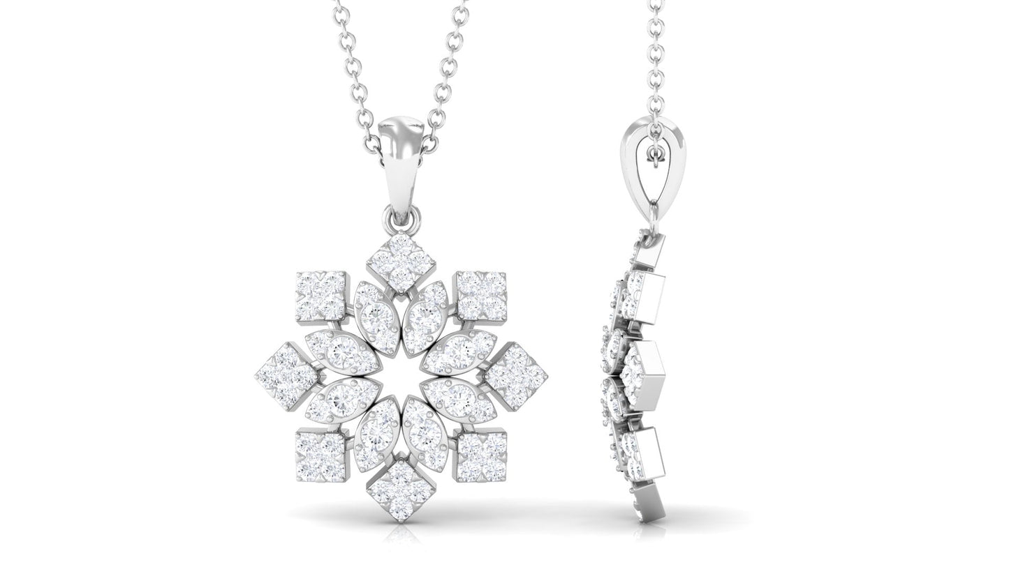 Art Deco Moissanite Floral Pendant in Illusion Setting