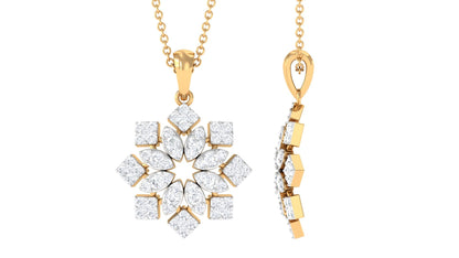 Art Deco Moissanite Floral Pendant in Illusion Setting