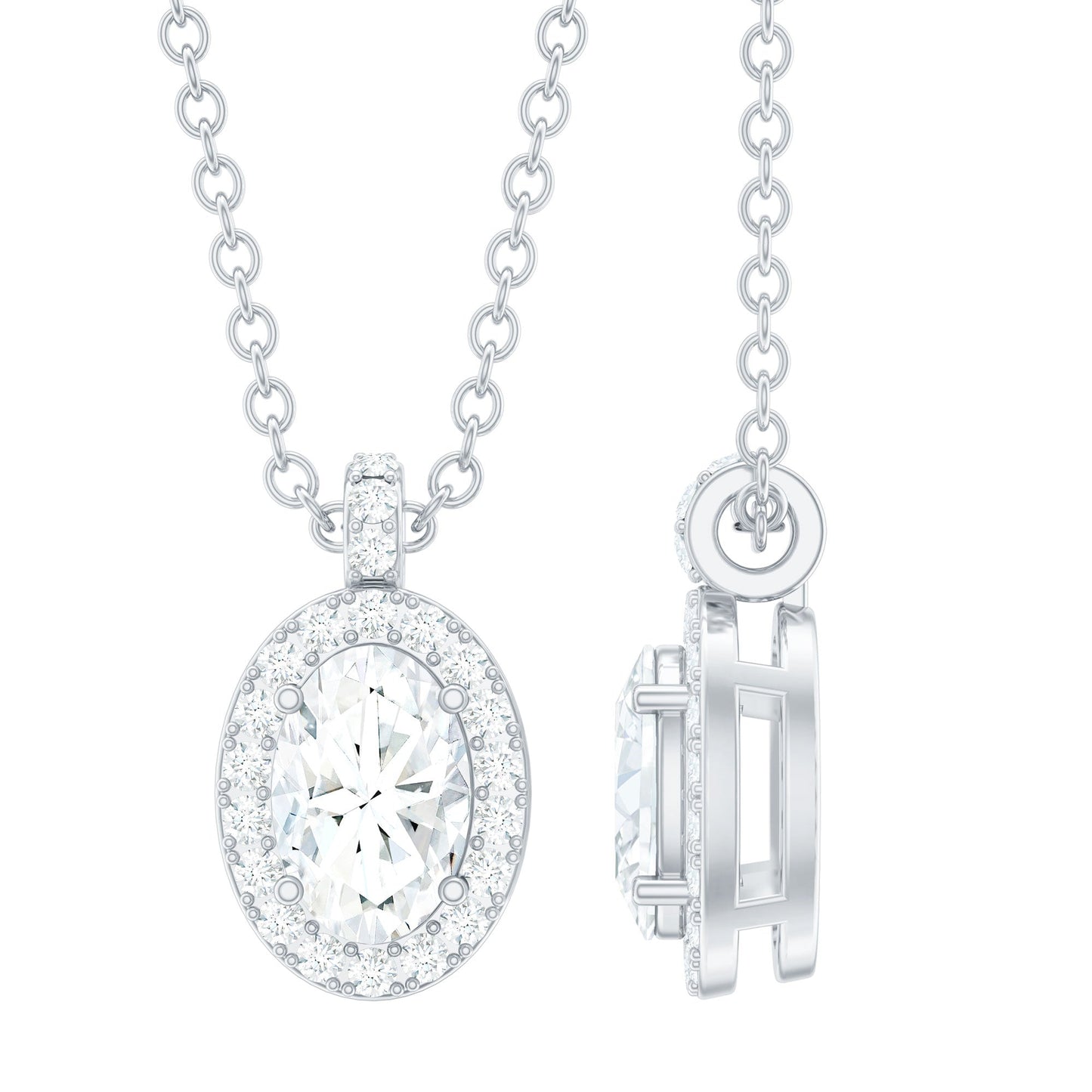 0.4 Carat Oval Moissanite Bridal Pendant Necklace