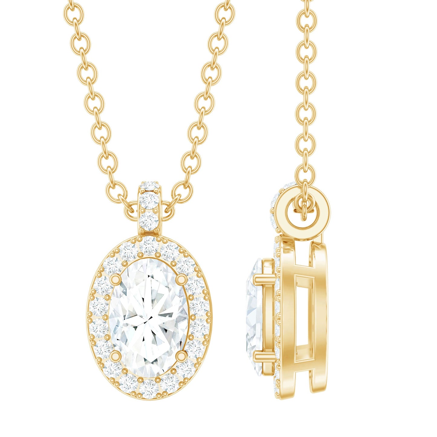0.4 Carat Oval Moissanite Bridal Pendant Necklace