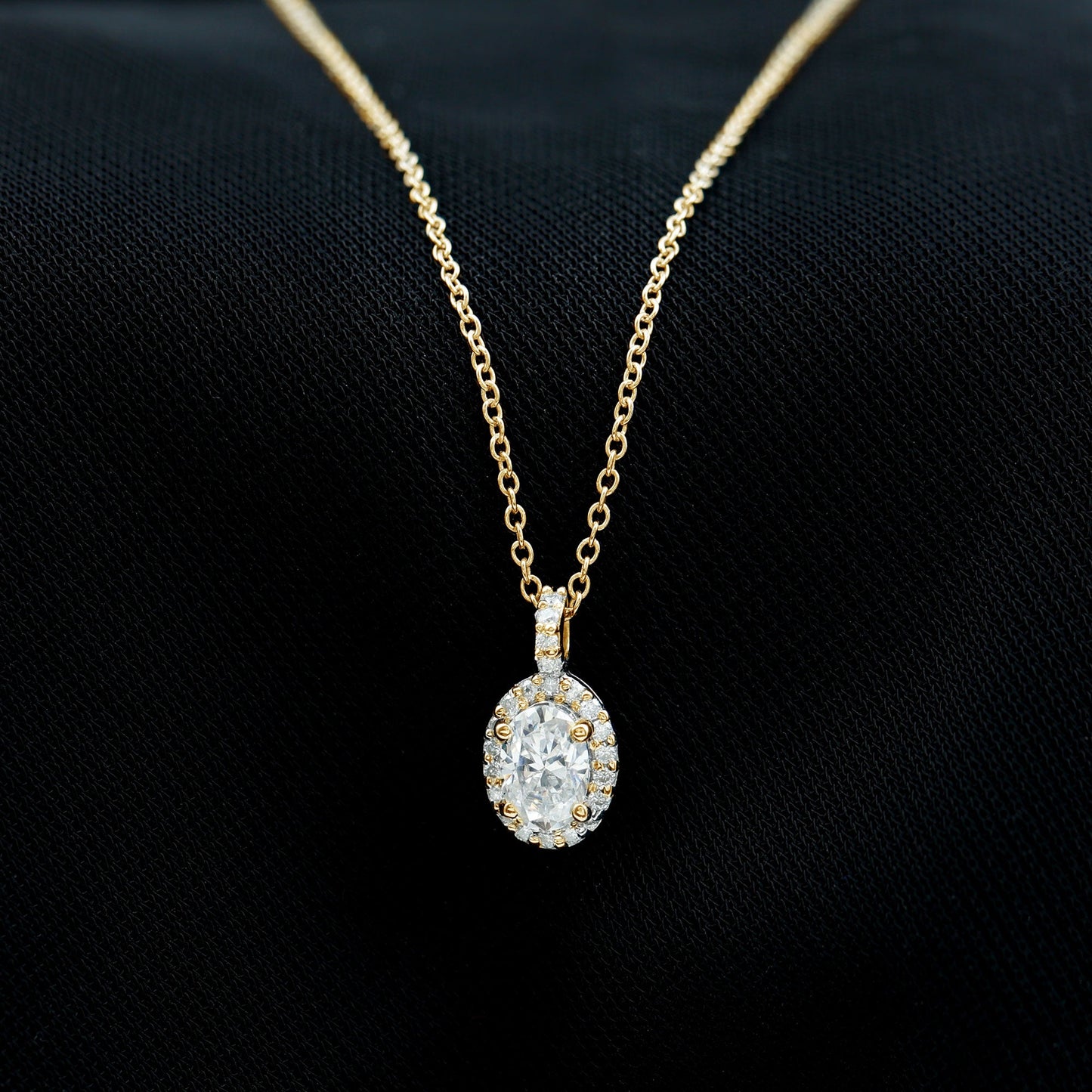 0.4 Carat Oval Moissanite Bridal Pendant Necklace