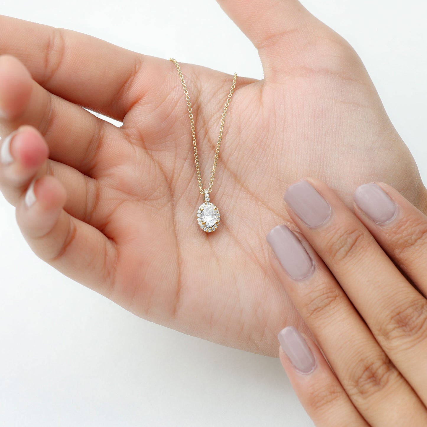 0.4 Carat Oval Moissanite Bridal Pendant Necklace