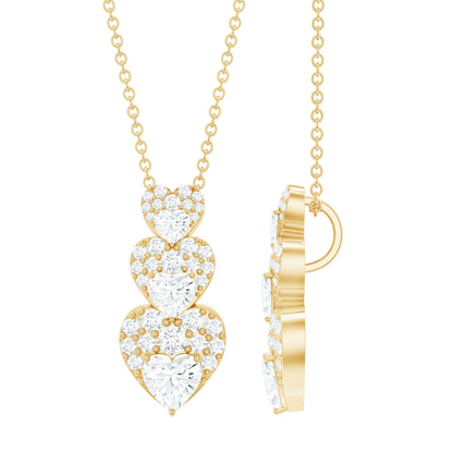 Certified Moissanite Dangle Heart Pendant Necklace