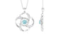 Modern Flower Pendant with Round Aquamarine and Diamond