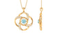 Modern Flower Pendant with Round Aquamarine and Diamond