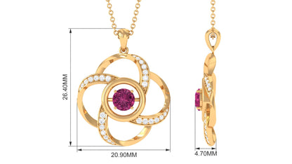 Certified Pink Tourmaline and Diamond Flower Pendant